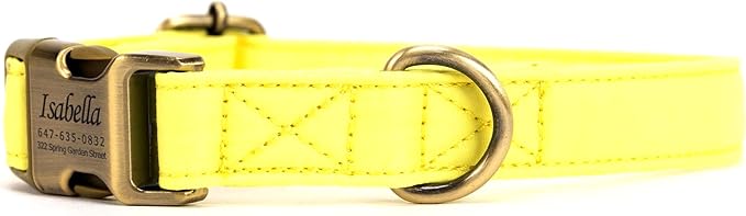 Personalized Dog Collar with Name and Phone Number Engraved,Adjustable Custom Puppy Collar,Organic Cotton Pet Collar for Small Medium Large Boy Girl Dogs