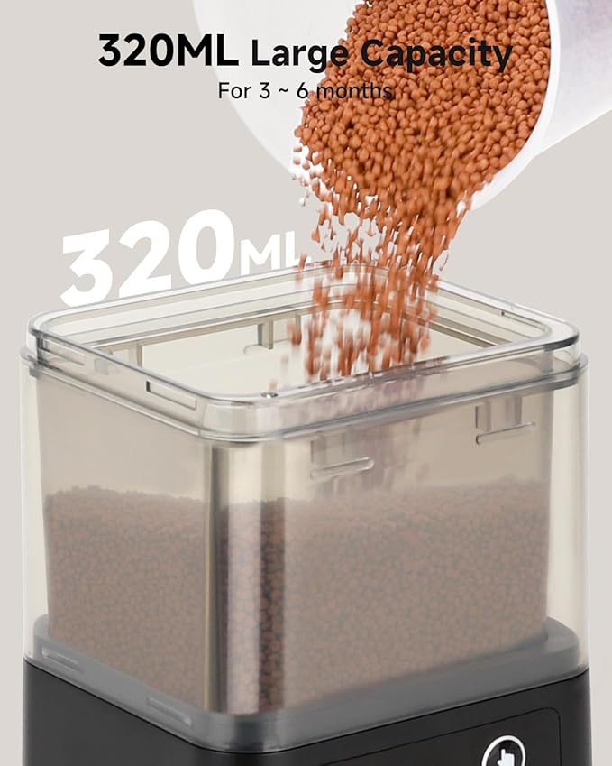 fishkeeper Automatic Fish Feeder for Aquarium - 320ML Large Capacity Adjustable Fish Feeder Automatic Dispenser with Timer for Vacation, Weekend or Daily Use, Three Fixed Methods
