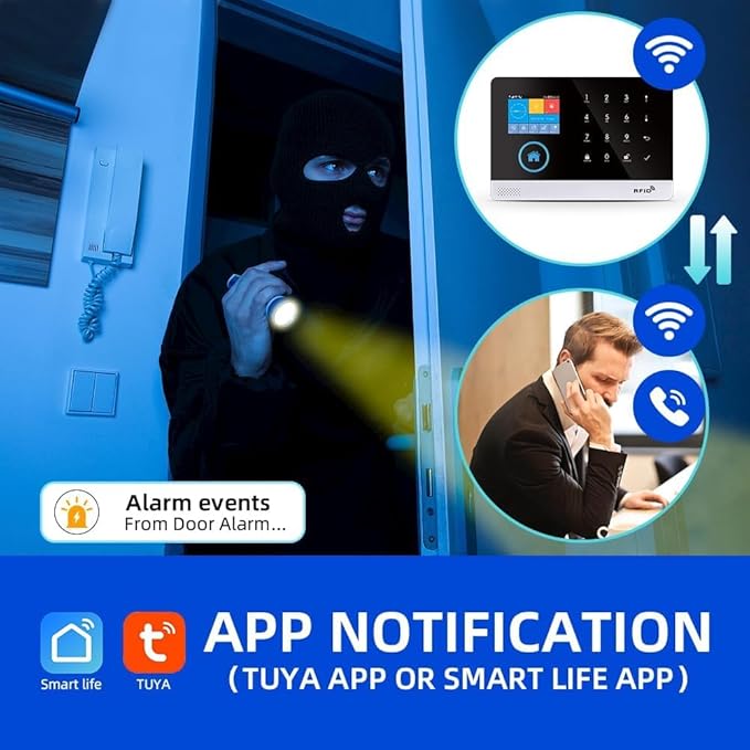 LWOHSI Home Alarm System with 2MP HD Security Camera,Wireless Home Alarm Kits with Door/Window Sensors,4G SMS/Tuya APP Alerts,Work with Alexa,Easy DIY Customized Installation for Home,Villa,Apartment