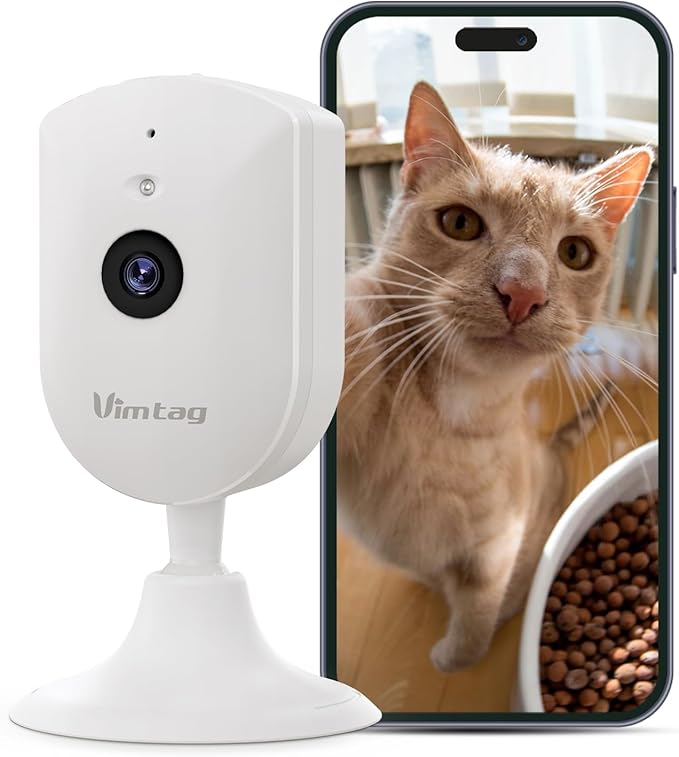 VIMTAG 2.5K Indoor Camera, Wired Smart WiFi Cameras for Home Security Camera Baby Nanny Dog Cat with Night Vision Motion Detection Two-Way Audio, Easy Set Up, Works with Alexa, SD Card, 2.4G WiFi