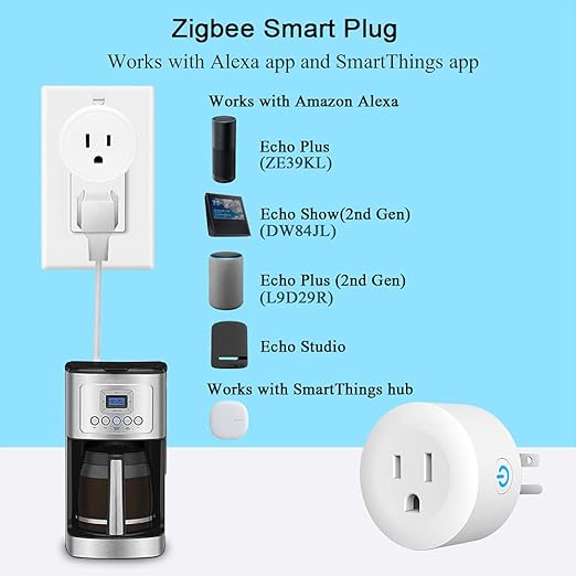 Smart Plug,DOGAIN Zigbee Smart Plugs Outlet Works with ST and Echo Plus Hub Voice Control Compatible with Alexa and The Google Assistant (Hub Required)(2 Pack)
