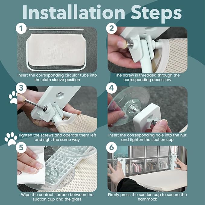 Cat Window Perch Hammock | Window Cat Bed Seat | Foldable Cordless Glass Ledge | Space-Saving Sill Extender | Heavy-Duty Frame | Strong Suction Mount | Reversible Machine-Washable Cover