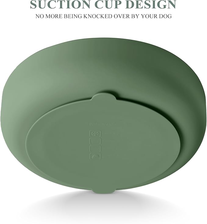 Coomazy Extra Large Slow Feeder Bowl, Silicone Dog Bowl with Suction Cups, Slow Feeder & Non-Slip Design, Boredom and Anxiety Reducer, Suitable for Large Dogs, Avocado Green, 5 Cup