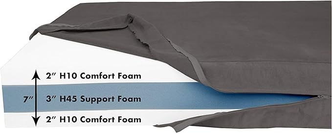 Barker Beds Giant Orthopedic Dog Bed - 7" Memory Foam Mattress - 100-300 lbs - Joint Pain & Arthritis Support - Vet Recommended, Washable Cover - Made in USA - 60"x48"x7" - Charcoal
