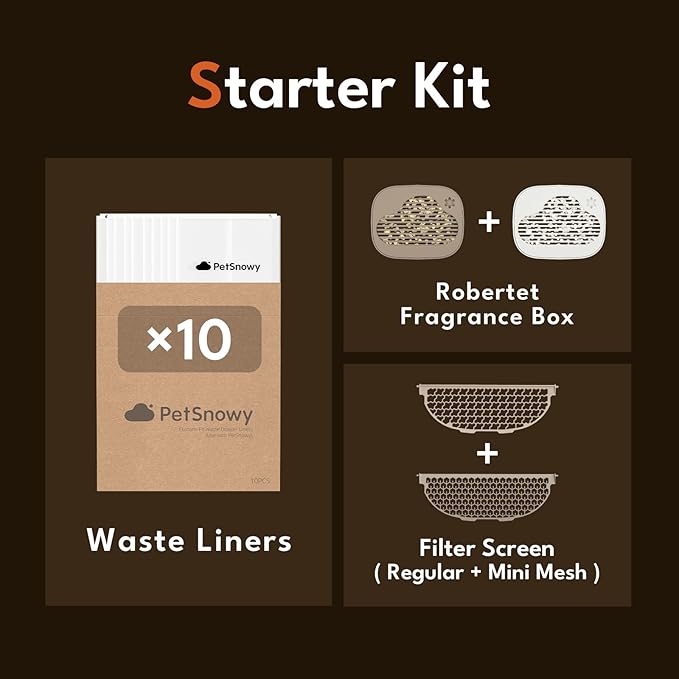 PetSnowy Self-Cleaning Automatic Cat Litter Box with Odor Control TiO2 System, Robot Litter Box with Auto-Packing, App Control, Large Cats & Multiple Cats (2025 Premium Version)