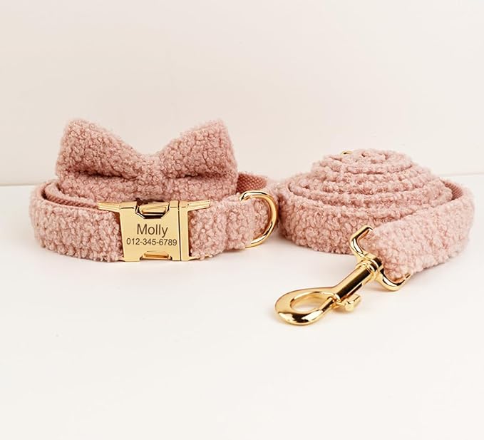 Custom Dog Collar with Metal Buckle - Pet Collars Personalized with Name and Phone Number (Teddy Bear Style)