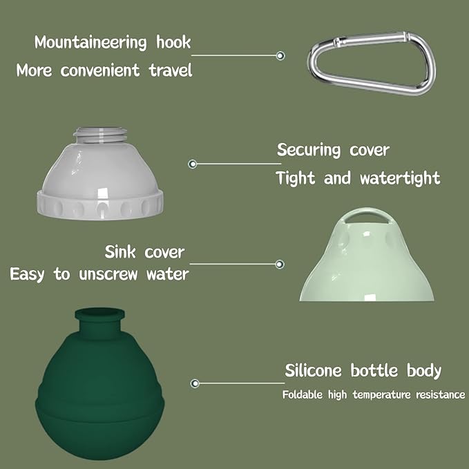 Dog Travel Water Bottle Detachable Bowl Leak Proof Portable ，Silicone Bottle Body，Collapsible and Suitable for Small Pets for Outdoor Walking, Hiking, Travel