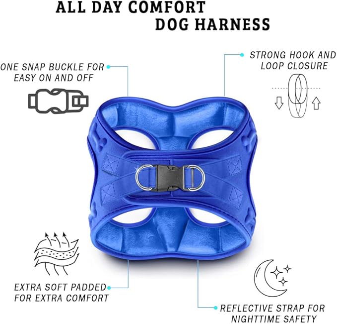Comfort Fit Dog Harness Small Medium Sized Dogs No Pull Step in Dog Harness with Adjustable Buckles Soft Padded Easy Control Vest Harness Training Walking Running Extra Comfort Inside Velvet Plush