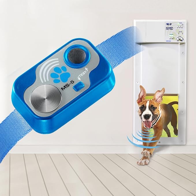 MS-5 Designer Series, Premium Performance Automatic Pet Door Collar by High Tech Pet Brand - Blue Case & Strap - Class A Battery Included - Stylish Design - Waterproof - Rugged - USA Support (Blue)