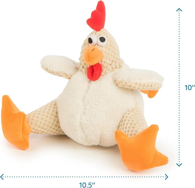 FurHaven Orthopedic Dog Bed & goDog Toy - Squeaky Plush Fat Rooseter with Chew Guard Technology for Large Dogs - Plush & Velvet L Shaped Chaise - Sable Brown, Jumbo Plus/XXL