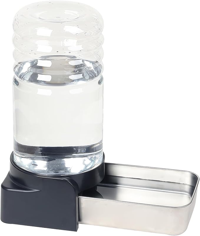 PAKEWAY Automatic Stainless Steel Pet Waterer, Gravity Water Bowl 1.5 Gal/5.7L Large Capacity Dispenser for Cats & Small to Medium Dogs (3 Filters)