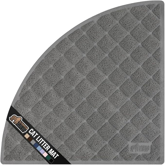 GORILLA GRIP Cat Litter Box Mat, 32x32, Water Resistant, US Designed Kitty Litter Trapping Mats, Easy to Clean, Scatter Control, Less Mess and Clean Floors, Kitten Supplies for Indoor Cats, Gray