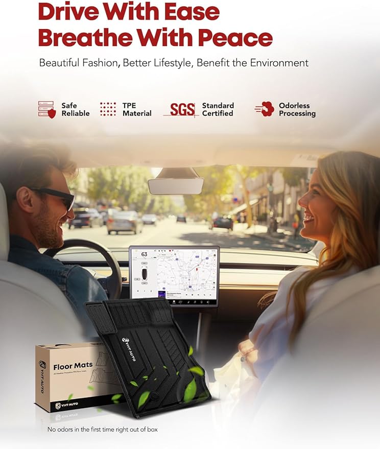 YHTAUTO Floor Mats & Cargo Liner Fit 2021-2026 Ford Bronco(Not Sport) 4 Door, TPE All Weather Floor Liner Odorless Custom Fit Car Mats, 1st 2nd Row and Trunk Mat Full Set Bronco Accessories