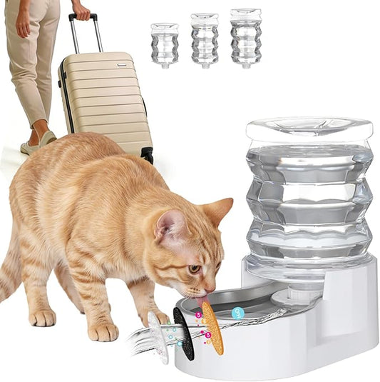 RIZZARI Dog Water Bowl Dispenser: 5L Large Automatic Stainless Steel Gravity Feeder with Specialized Brush and Triple Filter - for Cats with Joint Spine Pain - for Kitchen Bedroom