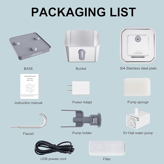 Stainless Steel Cat Water Fountain 135oz/4L:Battery Operated Wireless Cat Fountains for Drinking Indoor, Automatic Pet Water Dispenser with Ultra Quiet Pump,Multi-Filtration(2Filters)