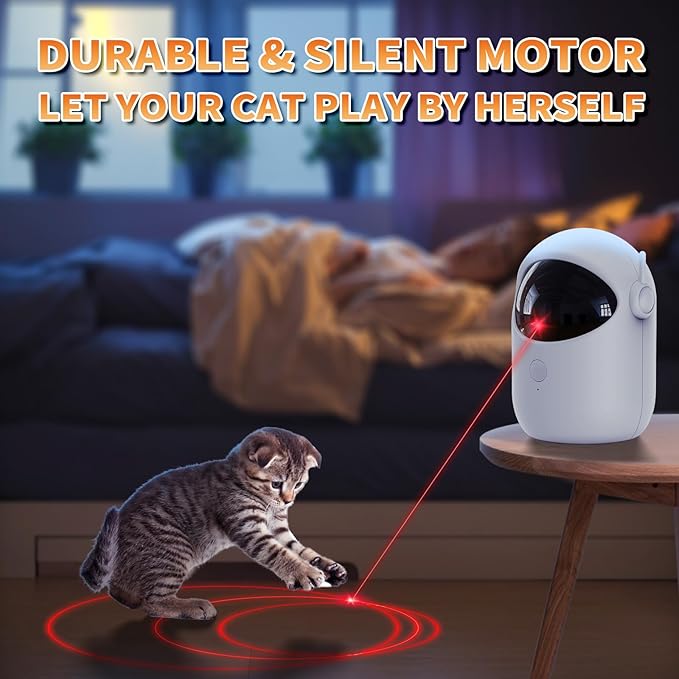 Laser Cat Toys for Indoor Cats, [2025 Newly Upgraded] Real Trajectory Motion Activated Cat Toy, Automatic Laser Pointer Interactive Automated Cat Toys for for Bored Indoor Adult Cats/Dogs/Kittenes