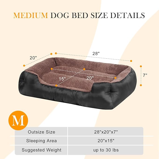 Dog Beds for Small Dogs, Small Pet Beds with Sides, Rectangle Dog Bed with Nonskid Bottom