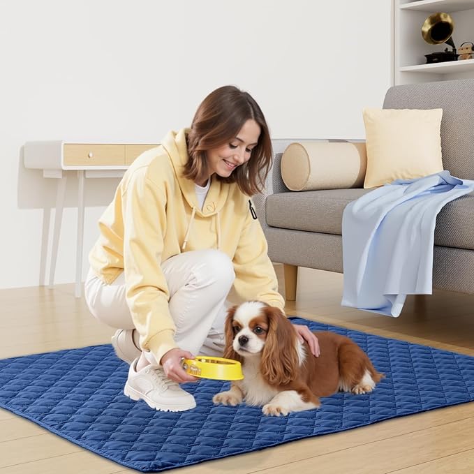 Smiry Waterproof Dog Bed Cover Blanket, Soft Reversible Pet Blanket, Washable Leakproof Cats Dogs Couch Cover for Sofa, Couch, Furniture, Plaid (30x53 Inch, Navy/Blue)