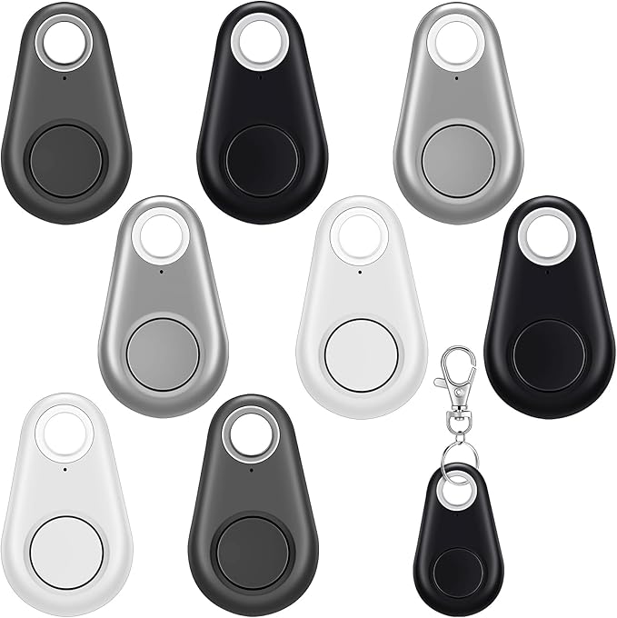 Flutesan 8 Packs Portable GPS Tracking Mobile Tracking Anti Loss Smart Device Key Finder Locator GPS Tracker Device for Pets Dog Cat Wallet Keychain Luggage, Alarm Reminder(Black, White, Gray)