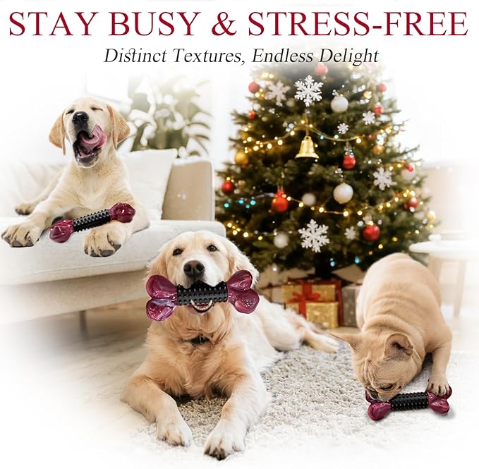 Apasiri Dog Toys for Aggressive Chewers with Bacon Flavor: 3-Pack Dog Bones for Large Dogs, 8" Chew Toys Long-Lasting, Tough Nylon & Rubber Dogs Toys