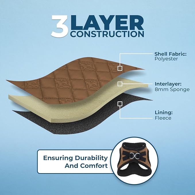 Best Pet Supplies - All Weather Mesh/Plush, Reflective, No Pull Harness for Small, Medium Dogs, Cats - Secure with Hook & Loop Fastener, Buckle, Double D-Rings - Beige Plush, S