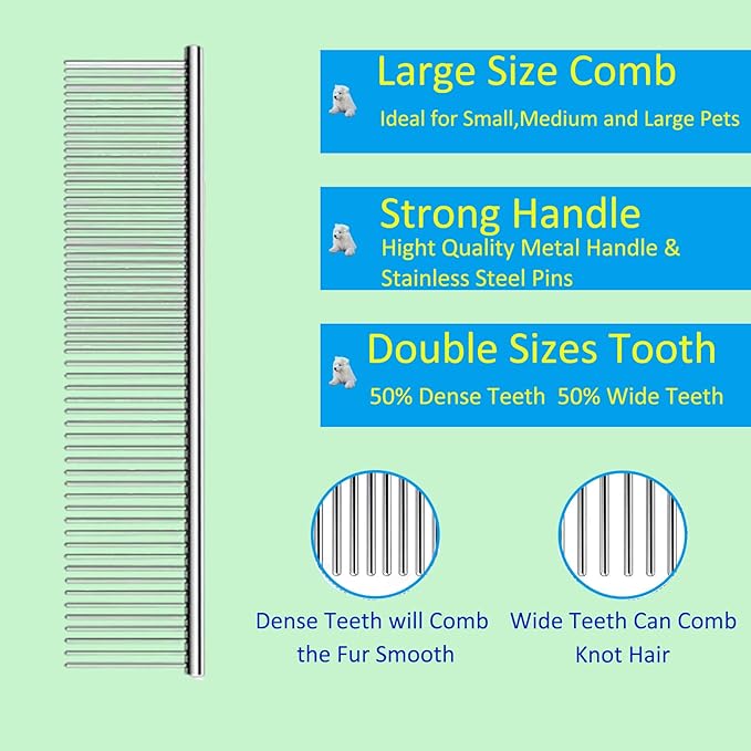 Extra Long Pin Dog Grooming Brush Haired Dogs- Pet Comb Value Kit,Dog Brushes for Goldendoodle, Labradoodle, Poodles - Pet Hair Brush for Medium- Long Haired Dogs-31mm