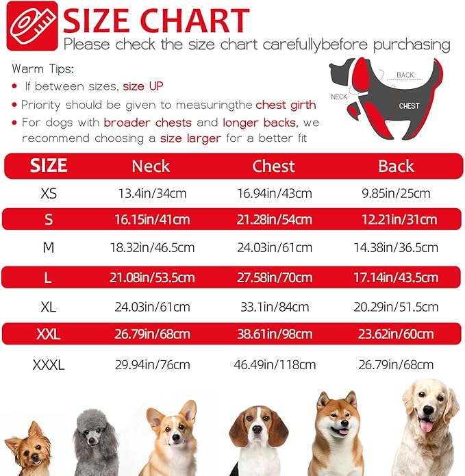 Dog Winter Coat with Harness, Dog Jacket, Pet Clothes with Zipper on Back, Waterproof Windproof Warm Vest, Reflective Cold Weather Coats, for Small Medium Large Dogs, Thick, Red, 2XL