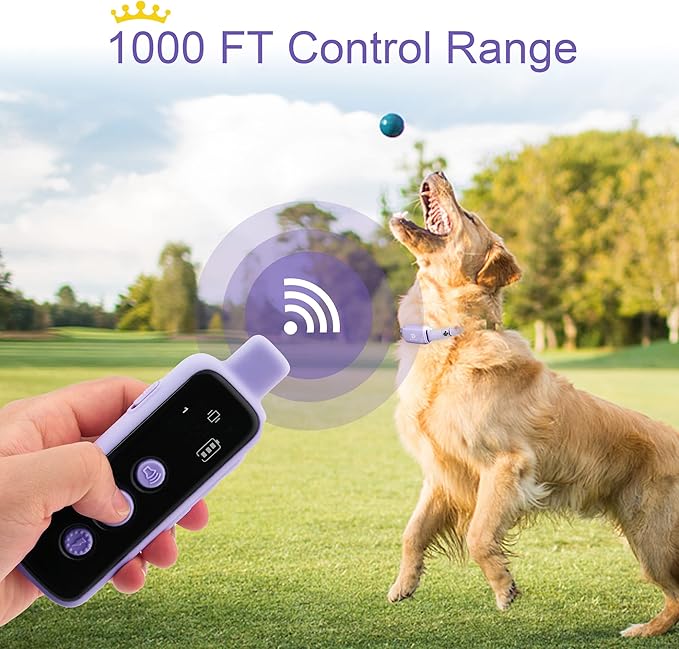 Bousnic Shock Collar for Dogs - Waterproof Rechargeable Dog Electric Training Collar with Remote for Small Medium Large Dogs with Beep, Vibration, Safe Shock Modes (8-120 Lbs) (Purple)