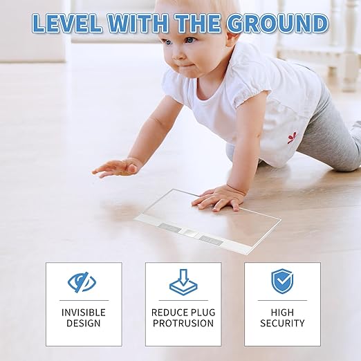 Vagueior Recessed Flat Hidden Floor Electrical Outlet Kit,with 4 * 15A Receptacle+1 * 5V 2.1A USB Charging Ports+2-Port RJ45 Datacom Receptacle，Waterproof Electrical Outlet Covcer Box,Silver