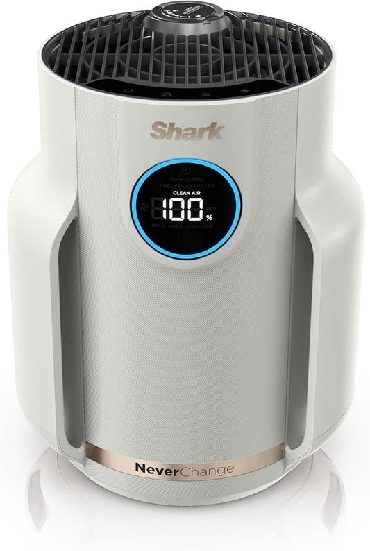 Shark Air Purifier for Home, NeverChange Compact Pro, for Bedroom, Nursery, Home Office, Dorm, HEPA-Exceeding Filter, Captures Pollutants, Pet Dander, Dust, Odor, Smoke, and More, HP072, Dove