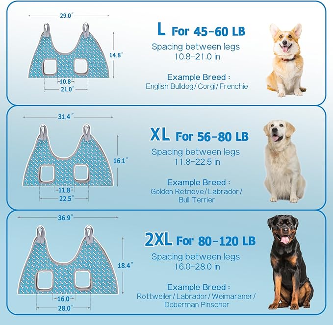 Supet Dog Grooming Hammock Harness for Dogs Cats, Relaxation Pet Nail Clipper Hammock, Restraint Dog & Large Animal Leashes Sling for Groomingk for Nail Trimming (Coral Blue, L)