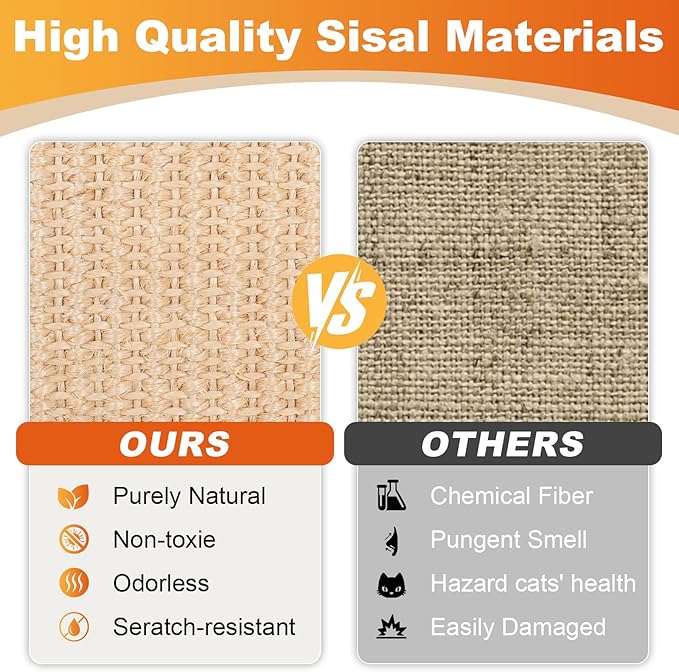 Sisal Cat Scratcher Bed,Extra Large Cat Scratch Post with Climbing Bed,Wooden Scratching Board with Sisal Pad for Kittens Cats and Small Animals Indoor Use