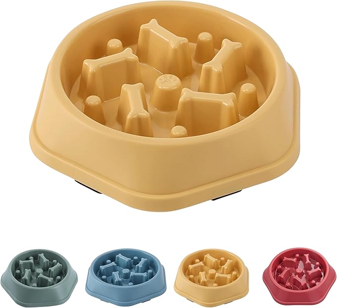 Slow Feeder Dog Food Bowl – Interactive Dog Food Dish for Breeds, Bowl Designed to Slow Eating, Promotes Healthy Digestion and Prevents Bloat, Ideal for Cats and Dogs