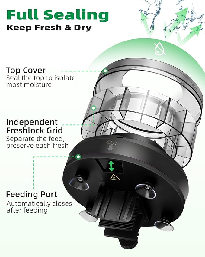 Automatic Fish Feeder for Aquarium - Auto Fish Food Dispenser for Turtle Tank with USB Cable, LCD Display, Timer, Fish Feeder for Vacation Weekend Holiday, with Feeder Spoon