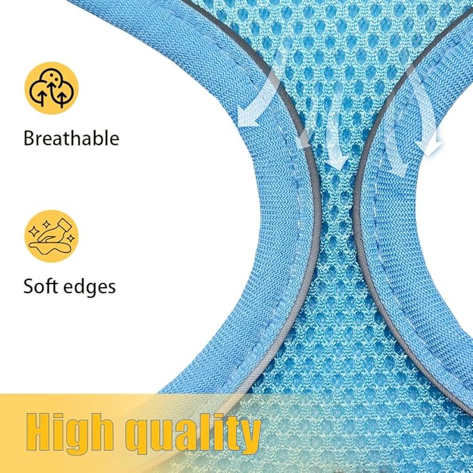 Dog Harness Small Sized and Leash Set, Dog Harness with Leash Set, Comfortable Air Mesh Dog Vest Harness with Reflective Strip, Reflective for Safe Easy Walking Dogs, Cats, Blue S