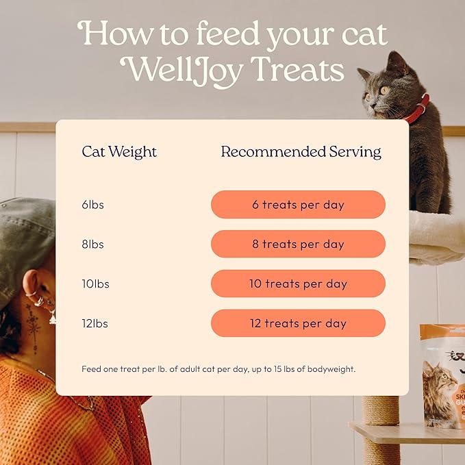 WellJoy Cat Treat Skin & Coat+ GutBoost | Nourishes Healthy Skin | Supports Shiny Coat | Dual-Benefit GutBoost Formulation | Vet Formulated | Made in USA | Real Shredded Chicken | 120 Soft Chews
