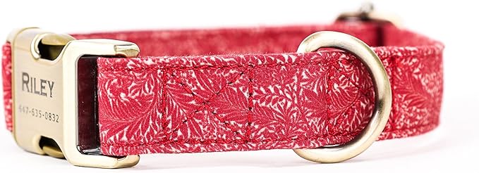 Personalized Dog Collar with Name and Phone Number Engraved,Adjustable Custom Puppy Collar,Organic Cotton Pet Collar for Small Medium Large Boy Girl Dogs