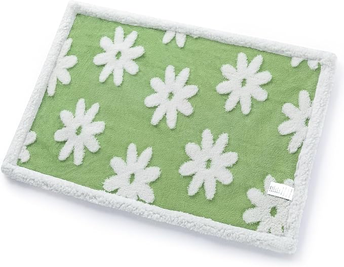 Waterproof Pet Blanket,Dog Bed Covers Small Throw for Puppy Cats Stylish Jacquard Pets Couch Sofa Furniture Protection Washable Reversible Covers (Green Flower,XS)