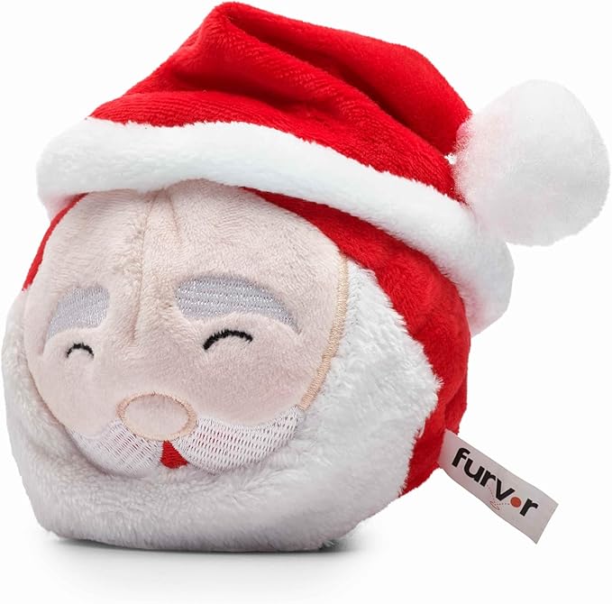 Flourish Pets 2 in 1 Christmas Multi-Layer Chew Toy for Active Dogs | Non-Toxic BPA Free Double Stitched Soft Fabric and Long-Lasting Dog Plush Toys (Christmas Santa 3.5")