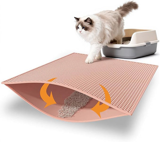Pieviev Cat Litter Mat Double Layer Waterproof Urine Proof Trapping Mat 1 Pack (Red, 30x24 Inch (Pack of 1))