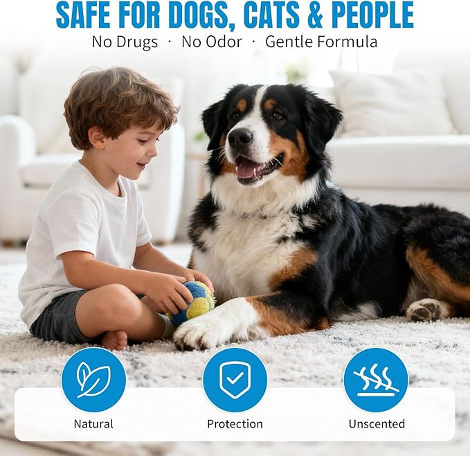 Dog Calming Diffuser with Pheromones for Anxiety Relief, Reduces Barking & Stress, Natural Formula, Safe for Puppies & Adult Dogs, 60 Day Long Lasting 1 Diffuser 2 Refill