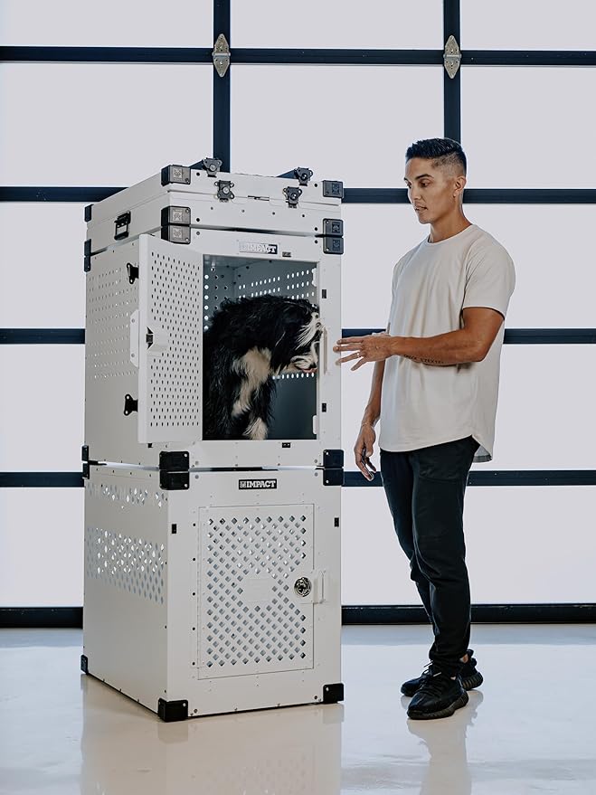 Impact Indestructible High Anxiety Dog Crate for XXL Dogs - Heavy Duty Escape Proof Indoor Dog Kennel with Powder-Coated Aluminum - Ideal for Escape Artists (Gray, 48" (48.5" L x 32.5" W x 36" H)