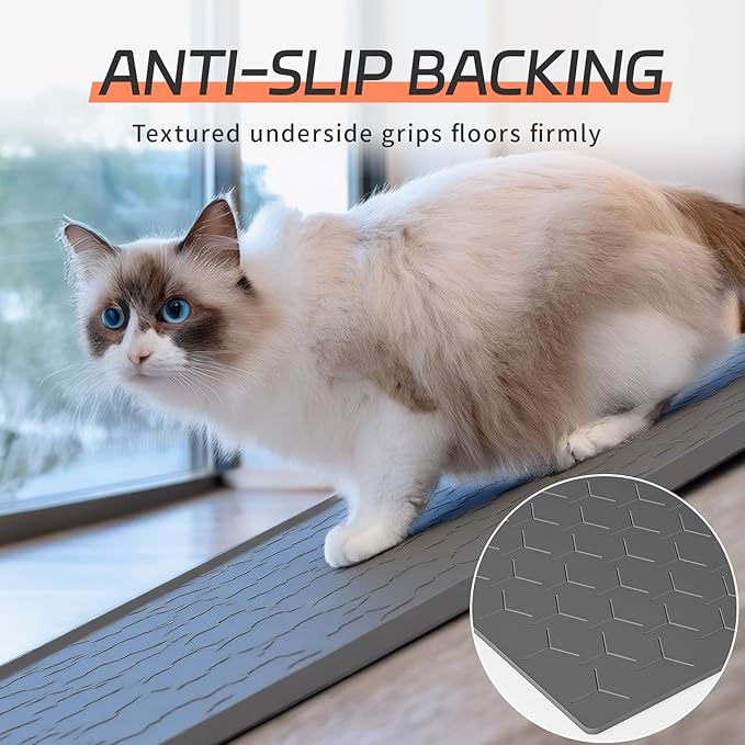 Large Silicone Cat Litter Mat, Waterproof/Urineproof, Litter Recycling, Easy to Clean, Soft on Kitty Paws (22"X34"-Dark Grey)