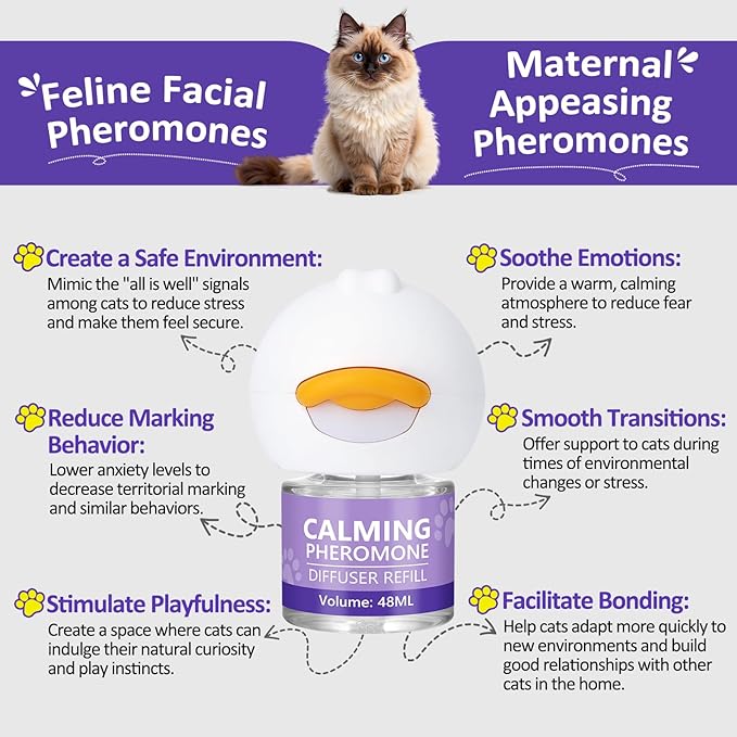 OcePor 12 Refill Solutions,3 Plugs- Cat Pheromones Calming Diffuser Refill, cat Diffuser Calming,pheromone Diffuser to Calm Cats,cat Anxiety Relief