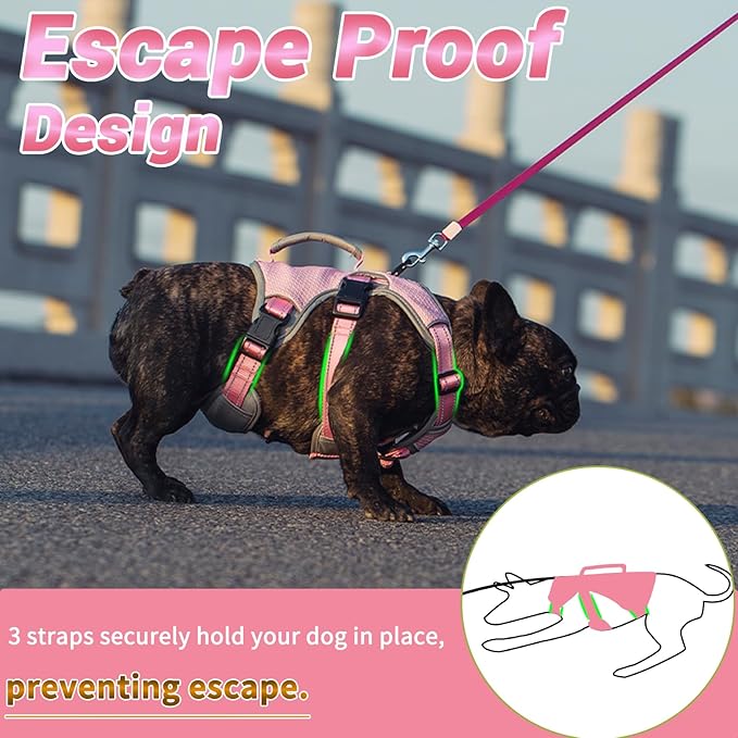 BELPRO Multi-Use Support Dog Harness, Escape Proof No Pull Reflective Adjustable Vest with Durable Handle, Dog Walking Harness for Big/Active Dogs (Pink, S)
