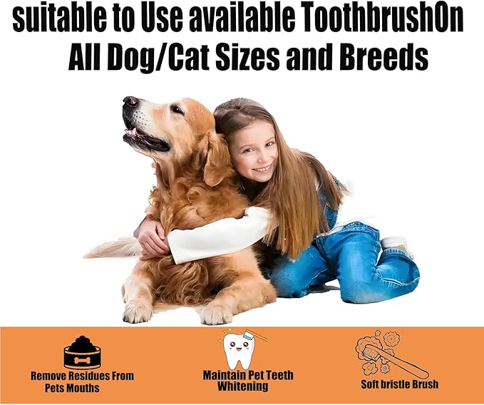 300 Pcs Dog Toothbrush Bulk, 150 Pieces Double Headed Toothbrush, 150 Finger Toothbrushes - Suitable for Small/Large Dogs, Cats, and Pets, Soft Bristled Teeth Cleaning, (10 Colors)