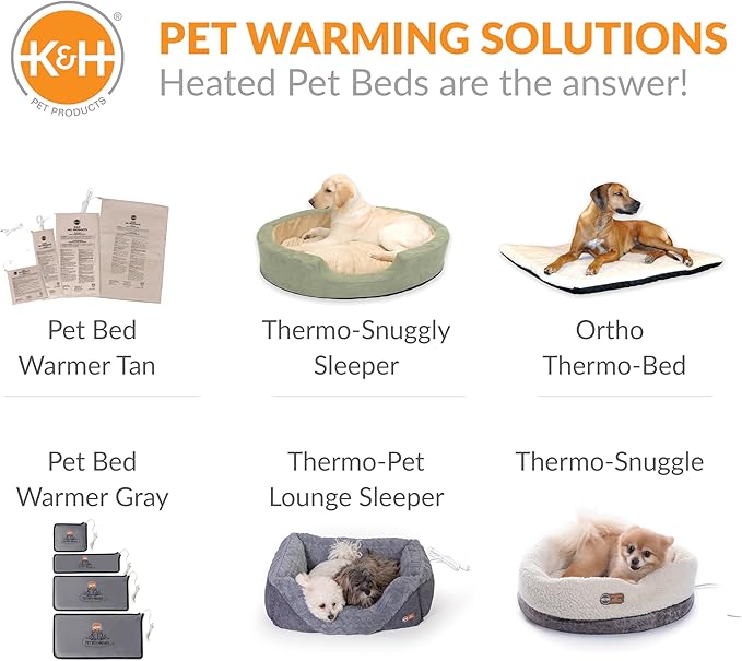 K&H Pet Products Pet Bed Warmer, Turn Any Pet Bed Into a Heated Cat or Dog Bed, Waterproof Indoor Heated Warming Pad Insert, Automatic Temperature, Safety Listed - Large 24.5 X 11.75in Gray