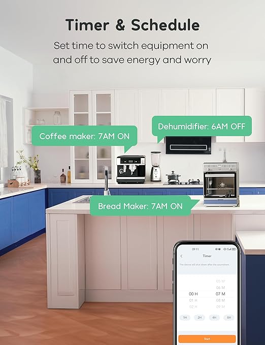 Winees Matter Smart Plugs - Alexa, Apple Home, Google Home & SmartThings Compatible, 15A/1800W Max, APP Remote Control, Timer & Schedule, 2.4G Wi-Fi, 4 Pack