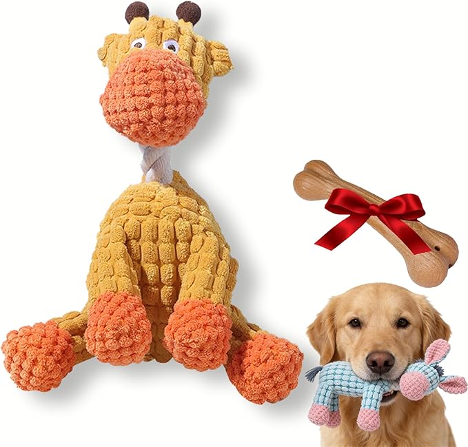 Indestructible Dog Toy - 2026 New Durable Stuffed Squeaky Dog Chew Toys,Dogs Plush Toy for Aggressive Chewers, for Small, Medium&Large Dogs and Puppies,Indoor Teething (Yellow)