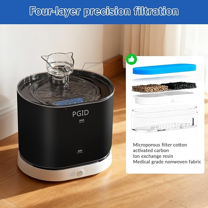 Cordless Cat Water Fountain for Drinking, 5000mah Battery Operated Pet Dog Water Fountain, 74oz/2.2L Automatic Cat Water Dispenser for Cats Dog Indoor Outdoor